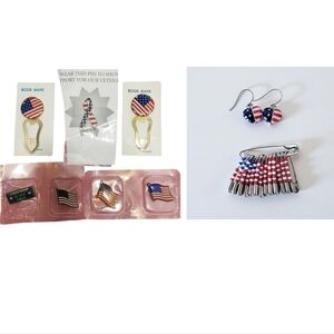 USA Patriotic Flags Olympics Dodge Jewelry Bookmarks Lot Red White and Blue